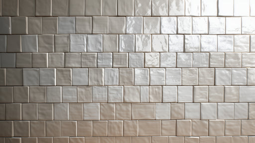 Papier peint carreaux Éclat beige et blanc