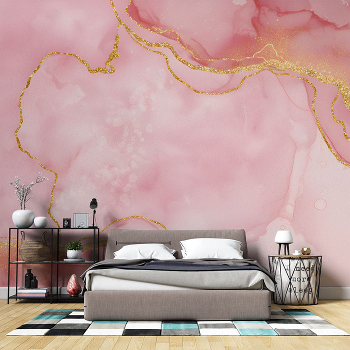 Papier peint rose et doré | Abstrait et élégant