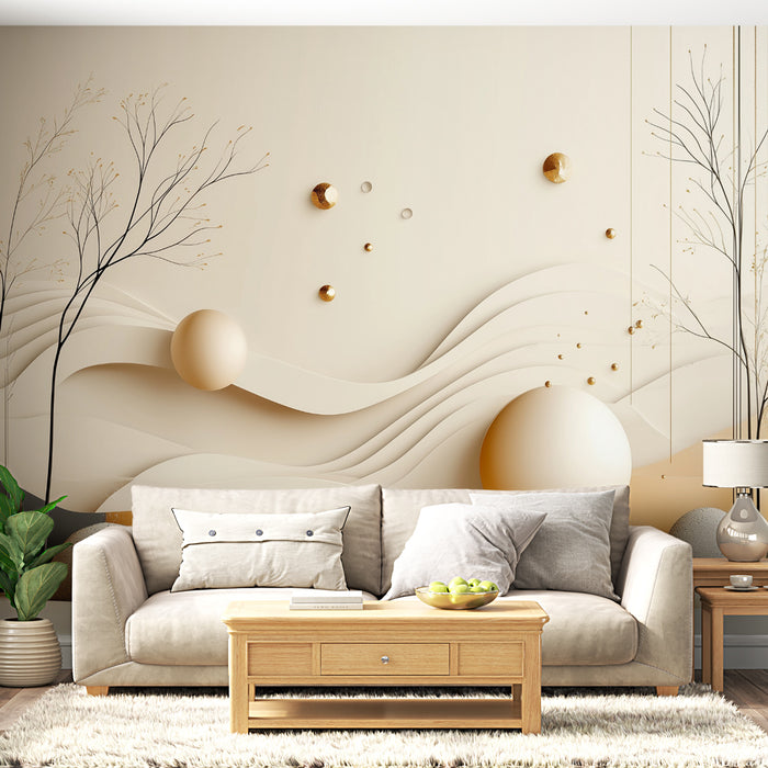 Papier peint abstrait | Composition en tons neutres