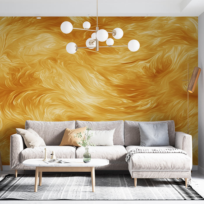 Papier peint métallique doré | Motif tourbillonnant luxueux