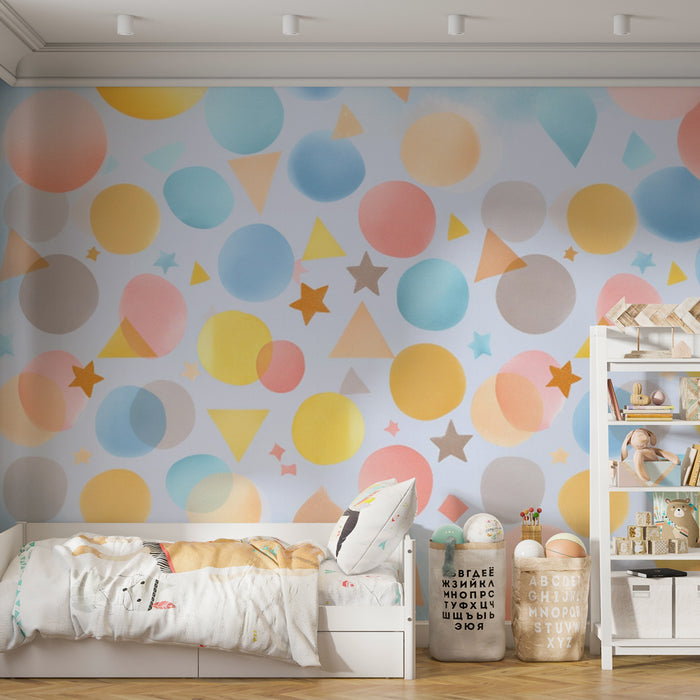Papier peint géométrique | Couleurs pastel et formes variées