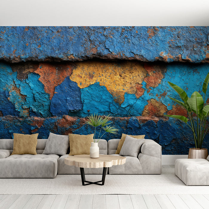 Papier peint texture rouille | Effet patiné multicolore