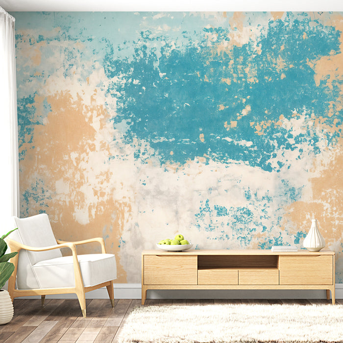 Papier peint abstrait | Effet Texturé Bleu et Beige