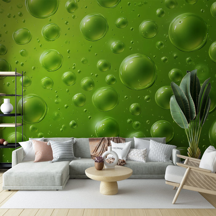 Papier peint bulles | Design vert éclatant