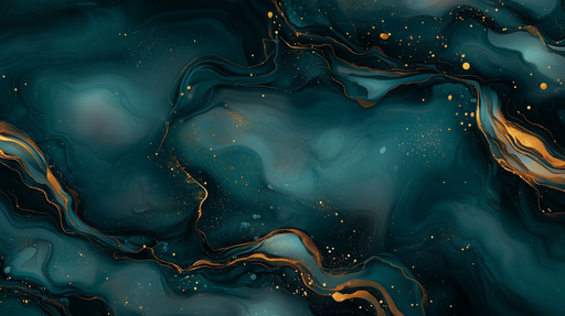 Papier peint abstrait Vert Émeraude et Or