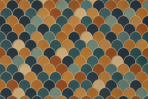 Papier peint écailles Motif rétro multicolore