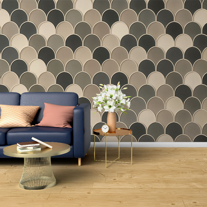 Papier peint écailles | Subtils tons beiges et gris