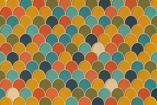 Papier peint écailles Design rétro multicolore