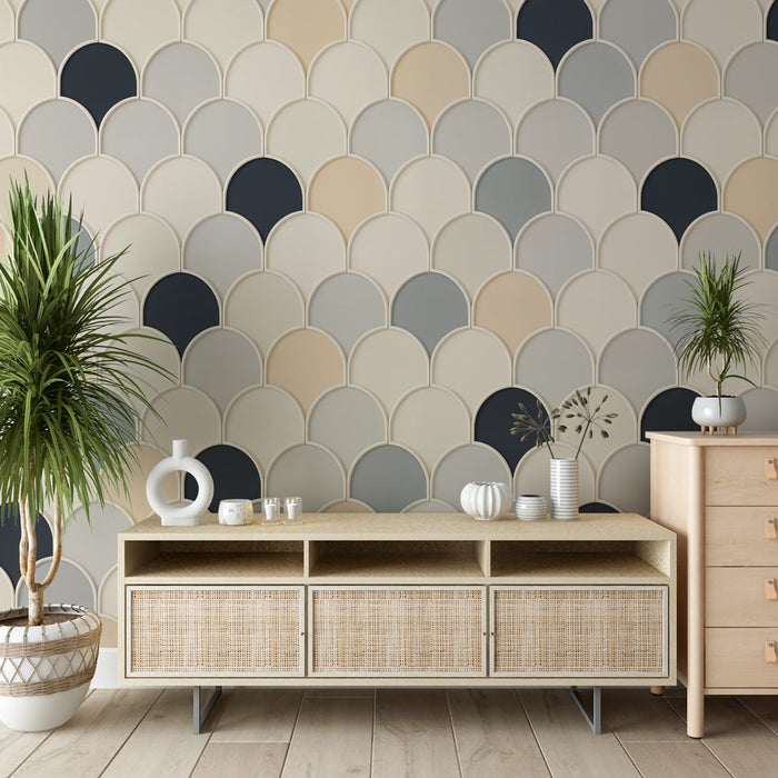Papier peint écailles | Design moderne en tons neutres