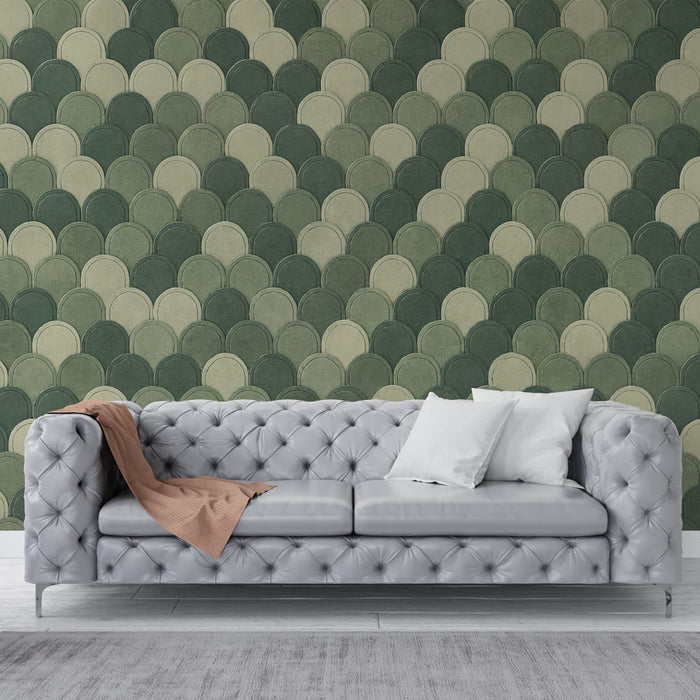 Papier peint écailles vertes | Design élégant et naturel