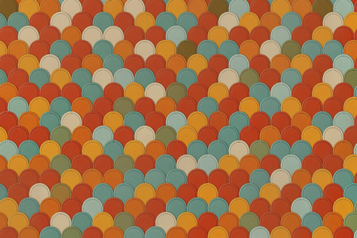 Papier peint écailles de poisson Design rétro multicouleur