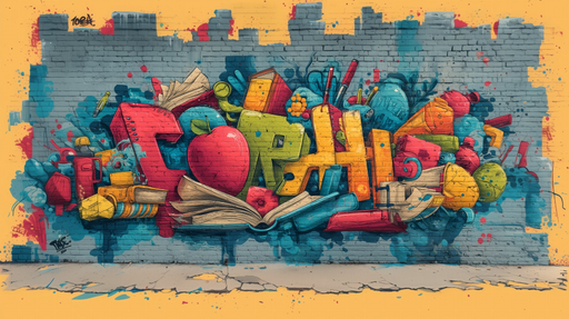 Papier peint graffiti éducation Art urbain coloré