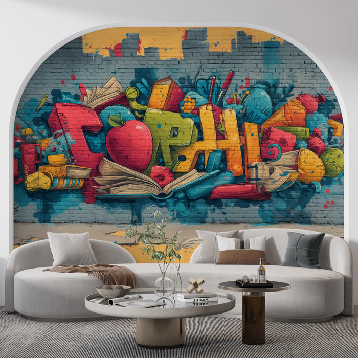 Papier peint graffiti éducation | Art urbain coloré