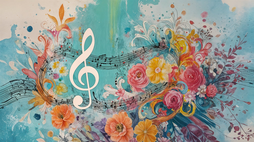 Papier peint musical floral Harmonie colorée