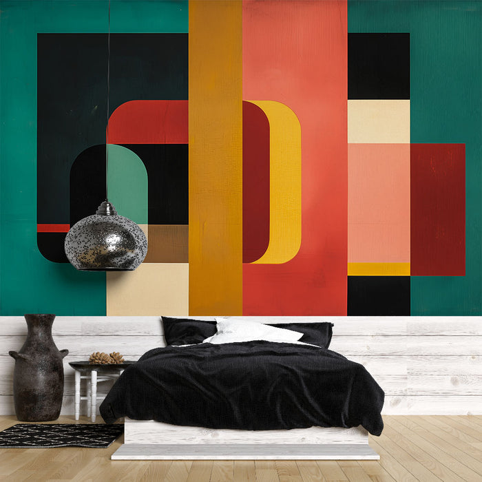 Papier peint géométrique | Art moderne multicolore