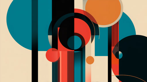 Papier peint géométrique Abstrait multicolore sur fond beige