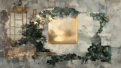 Papier peint artistique Éclats de nature dorée