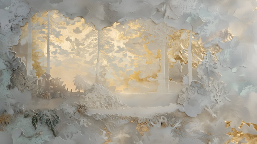 Papier peint paysage doré Forêt en relief