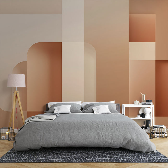 Papier peint géométrique | Tons terre cuite et crème