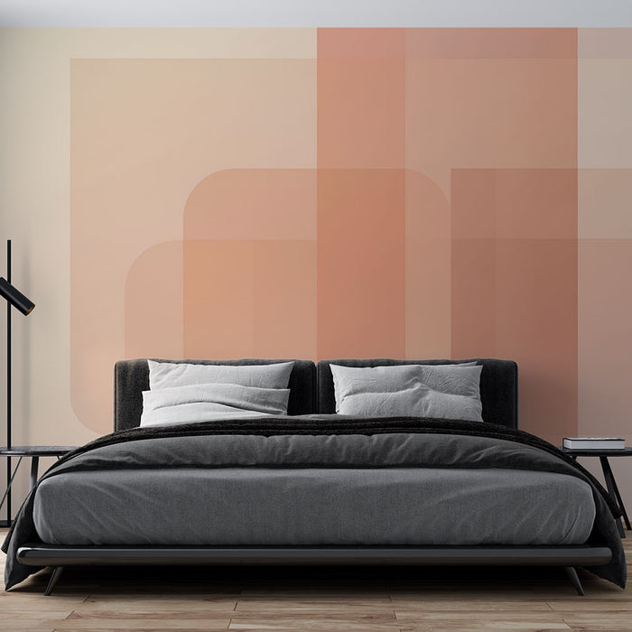 Papier peint géométrique | Minimalisme moderne beige et pêche