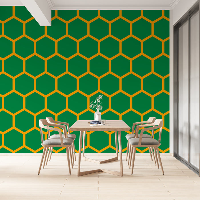 Papier peint hexagonal | Motif marine et jaune