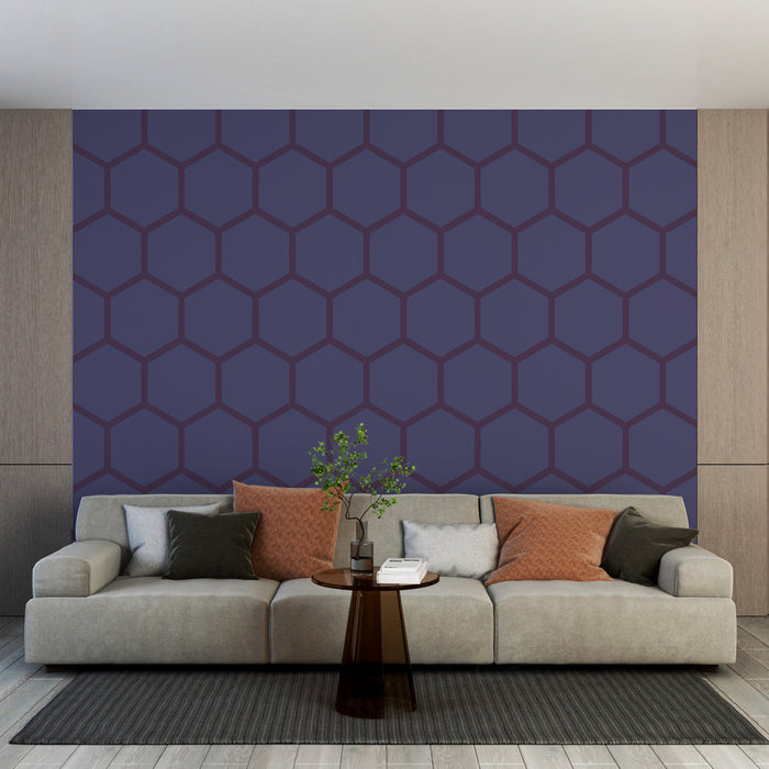 Papier peint hexagonal | Motif bleu marine