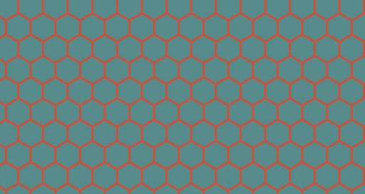 Papier peint géométrique Motif hexagonal bleu et rouge