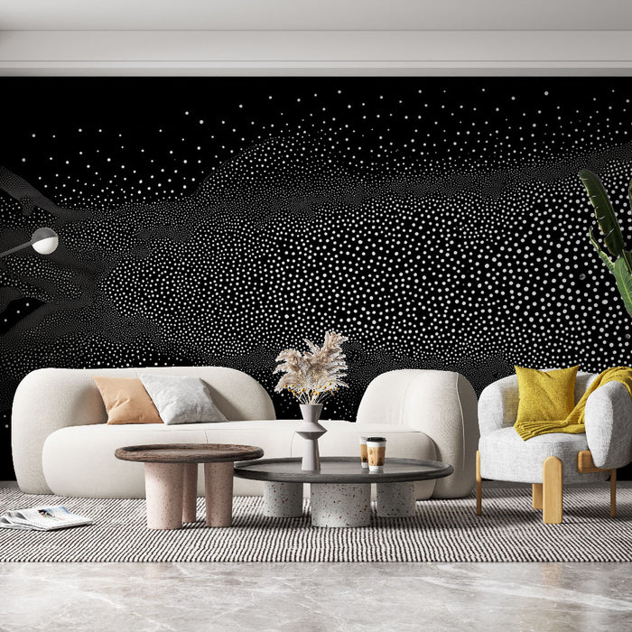Papier peint abstrait noir et blanc | Motif de points élégants