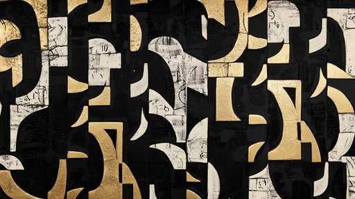 Papier peint géométrique Noir, Doré et Blanc