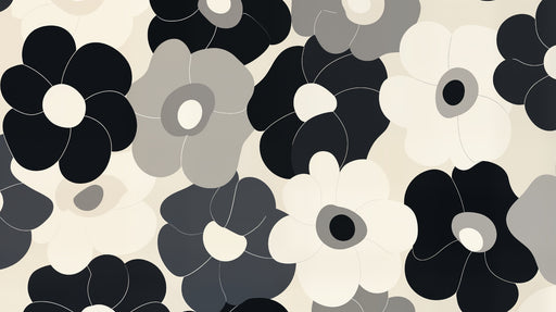 Papier peint floral Motif noir et blanc moderne