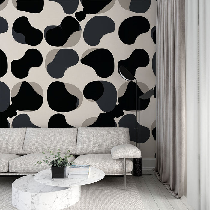 Papier peint abstrait | Motif noir et blanc moderne