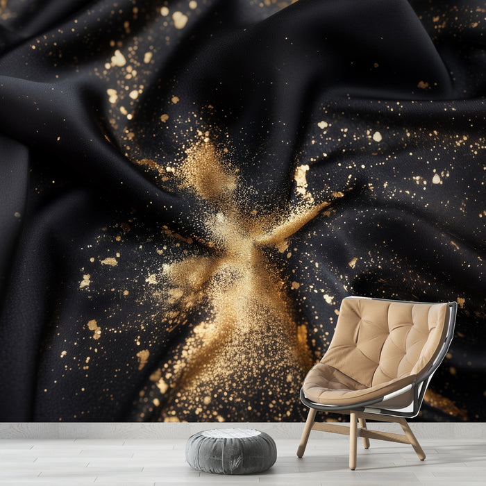 Papier peint texture dorée | Fond noir et effets métalliques