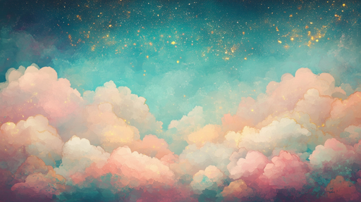 Papier peint nuageux Ciel étoilé pastel