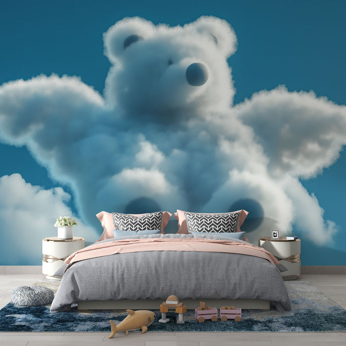 Papier peint nuage | Ours Mignon nuage en forme d'ours avec des ailes