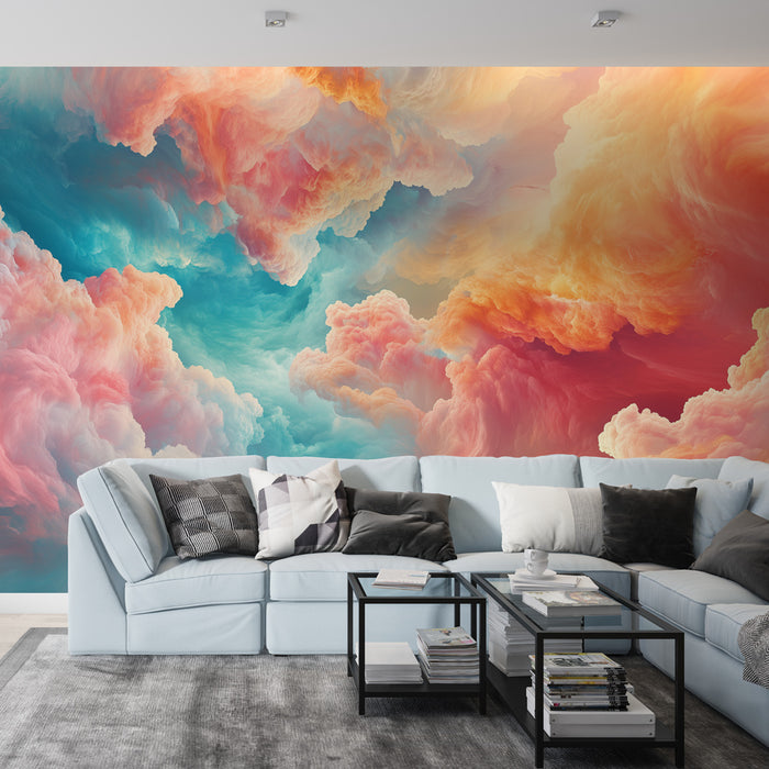 Papier peint nuage coloré avec dégradé pastel pour salon moderne et élégant
