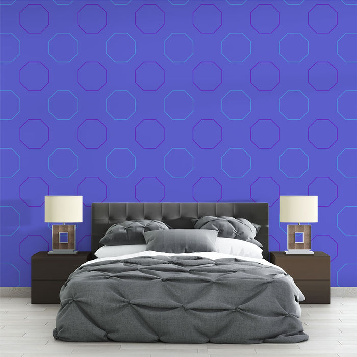 Papier peint hexagonal | Motif géométrique violet