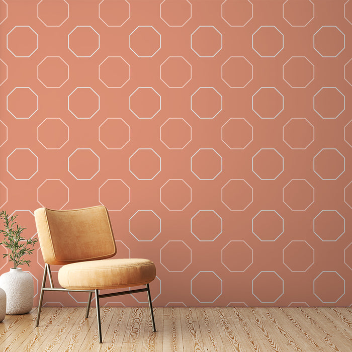 Papier peint géométrique | Style octogonal orange