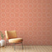 Papier peint terracotta avec motifs octogonaux blancs pour salon moderne et élégant