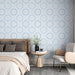 Papier peint bleu clair avec motifs octogonaux pour chambre moderne et élégante