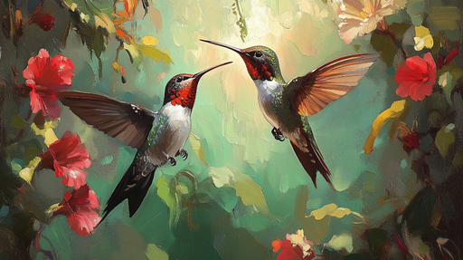 Papier peint colibris Art floral vibrant