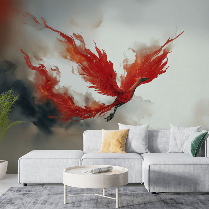 Papier peint phénix | Art majestueux d'un oiseau enflammé