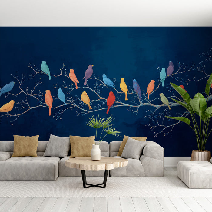 Papier peint oiseaux colorés | Design artistique et vibrant