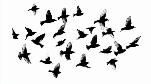 Papier peint oiseaux en vol Silhouettes élégantes noires