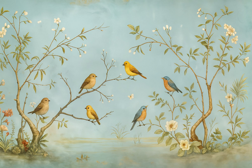 Papier peint oiseaux et branches Design naturel