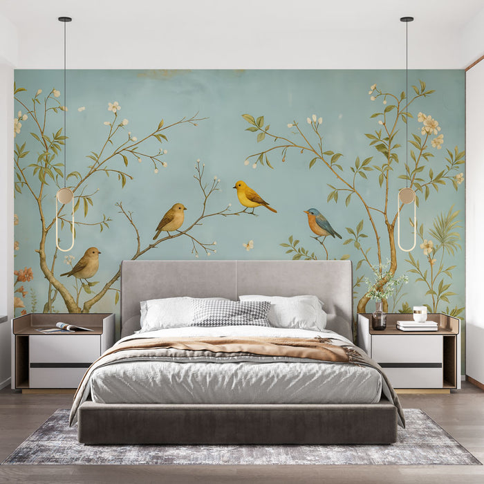 Papier peint oiseaux et branches | Design naturel