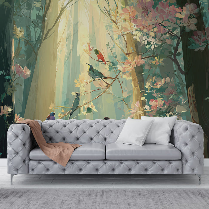 Papier peint oiseaux forestiers | Nature et Sérénité