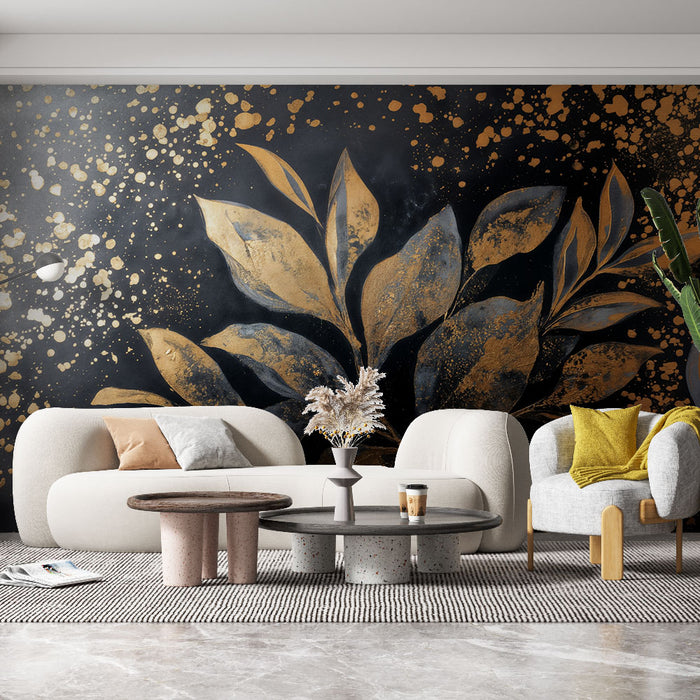 Papier peint botanique | Noir et Or