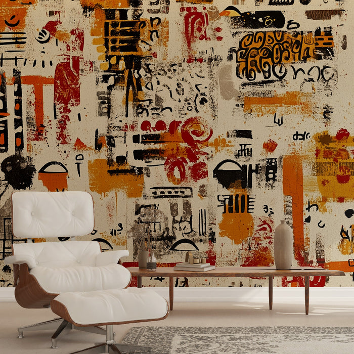 Papier peint abstrait | Rouge et orange vibrants