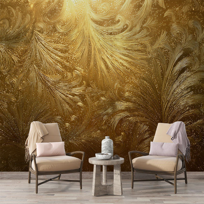 Papier peint doré | Motif baroque luxueux