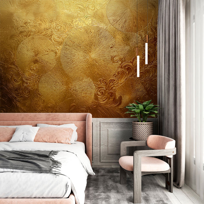 Papier peint doré texturé | Motif abstrait et élégant